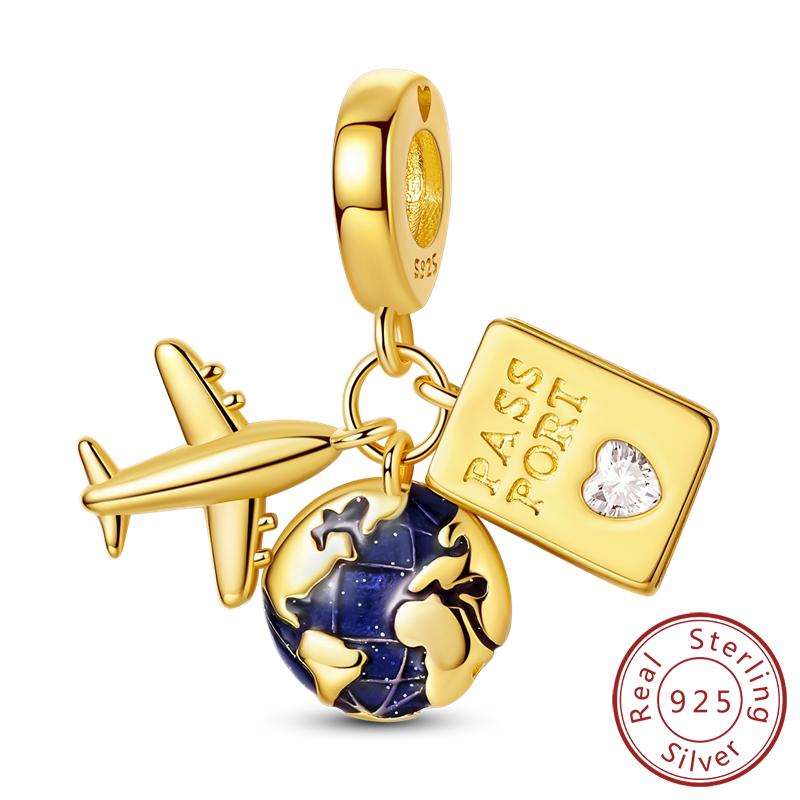 Original Copper Charms Beads Cute Mushroom Unicorn Love Wings Pearl Charm For Bracelet Pendant Woman Girl Jewelry