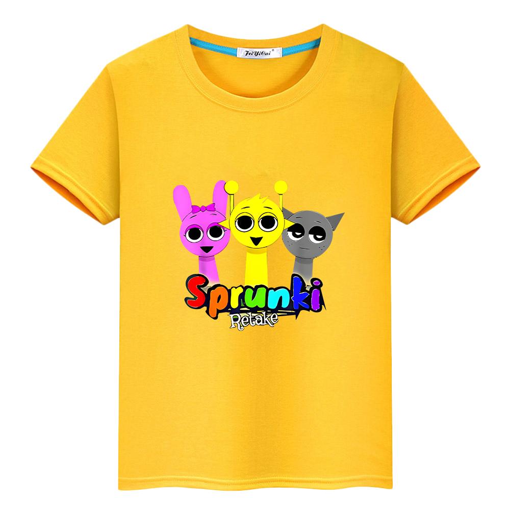 T-Shirt für Kinder Jungen 10 Jahre Print Sprunki 100% Baumwolle Anime Kurze Sprunki Süße Tees Tops Pride T-Shirt Y2K One Piece Mädchen Kleidung