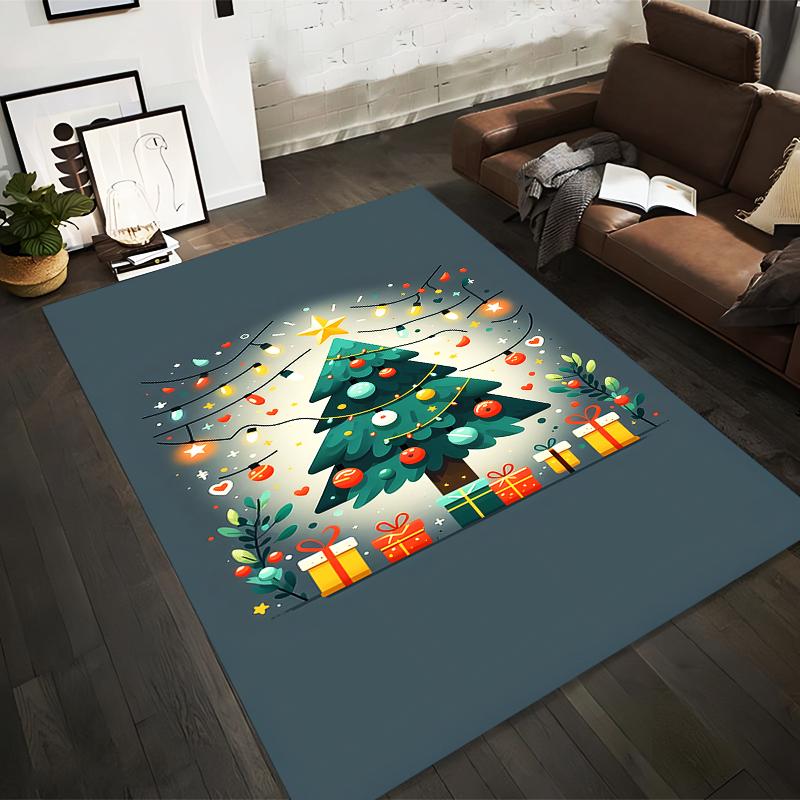 Christmas Tree with Gifts and Lights Rug Non-slip rug suitable for living room and bedroom sofas.