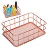 Desktop Storage Basket Rose Gold Metal Grid Fruit Clothing Table Organizing Storaging