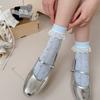 Spring and Summer Girls' Short Legged Lace-Ribbed Padded Socks with Polka Dots and Openwork Design - Perfectly Versatile Lightweight Socks
