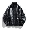 New Fattened Plus Size Leather Jacket Men's PU Leather Tooling Large Size Leather Jacket Men's Stand-Up Collar Locomotive Douyin Cross