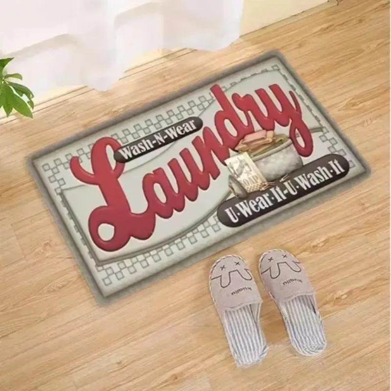 Laundry Room Entrance Carpet Door Mat Entrance Printed Door Carpet Indoor Outdoor Polyester Anti-slip Carpet Home Decoration