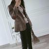 Women Spring British Style Plaid Blazer Lady Slim Patchwork Single Breasted Business Outwear