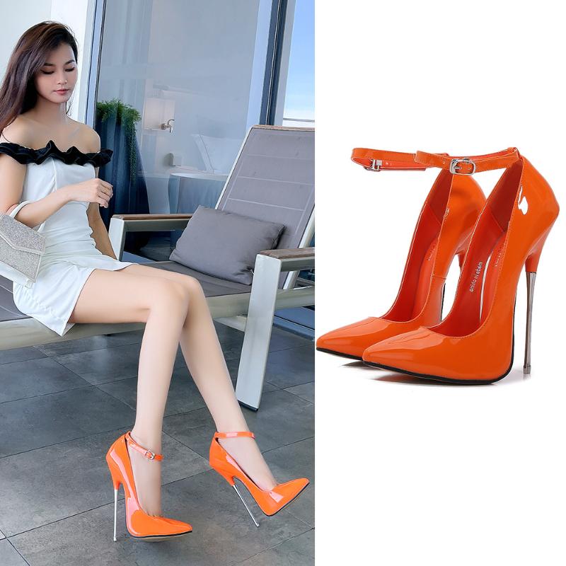 New Super High Pointed Toe Slim Heels Shoes Style Fashionable Light Mouth Large Size Elegant Buckle Fashionable Bright Colors