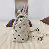 Vintage Corduroy Backpack Women's Bow Print Large Capacity Backpack