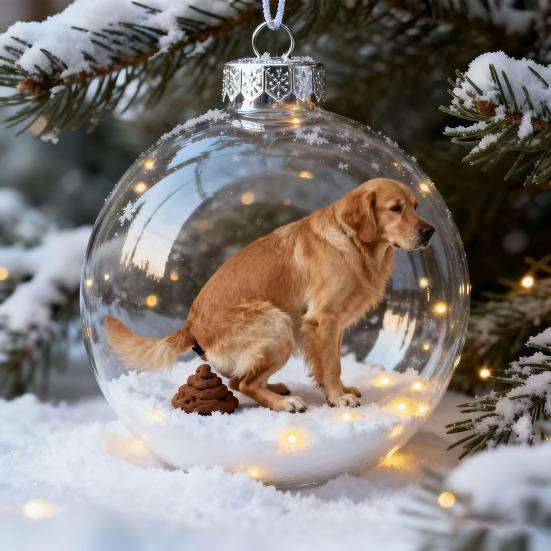 3D Animal Christmas Ball Ornament Funny Dog/Cat/Turtle Hanging Decoraton Clear Plastic Xmas Balls Ornament for Winter Holiday Tree Decor