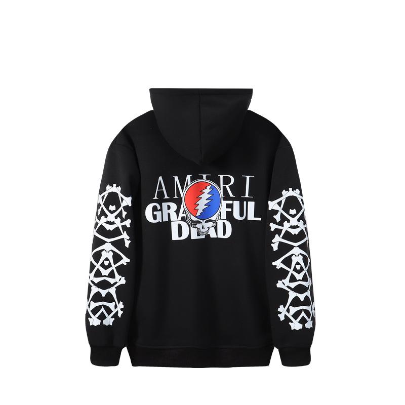 Europäischer und Amerikanischer Herbst- und Winter-High-Street-Hoodie Dead Bones Hoodie Skelett-Schriftzug Bedruckter Kapuzenpullover