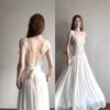 French White Splicing Large Halter Lace Straps Suspender Dress Summer Vacation Temperament Beautiful Long Skirt