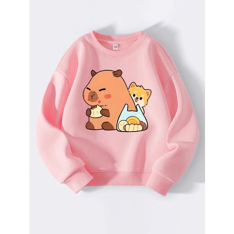 European sizes Kids' Winter Warm Casual Round Neck Sweatshirt - Long Sleeve Sweater with Random Fun Prints, Cozy & Playwear