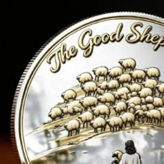 Thou Art with Me Faith Commemorative Coin Jesus The Good Shepherd Protecting Lamb from Wolves Pocket Token Psalm 23:4 Faith Challenge Coin Religious