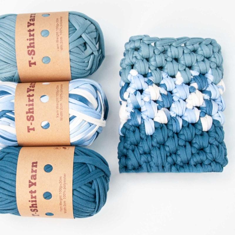6PC T-Shirt Yarn Elastic Fabric Crochet Cloth Yarn for DIY Knitting, Spaghetti Yarn Thick Knitting Yarn for Hand DIY Bag