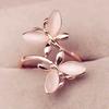 Rose Gold Color Butterfly Finger Ring for Female Romantic Bridal Wedding Ceremony Party Accessories Women Fashion Jewelry