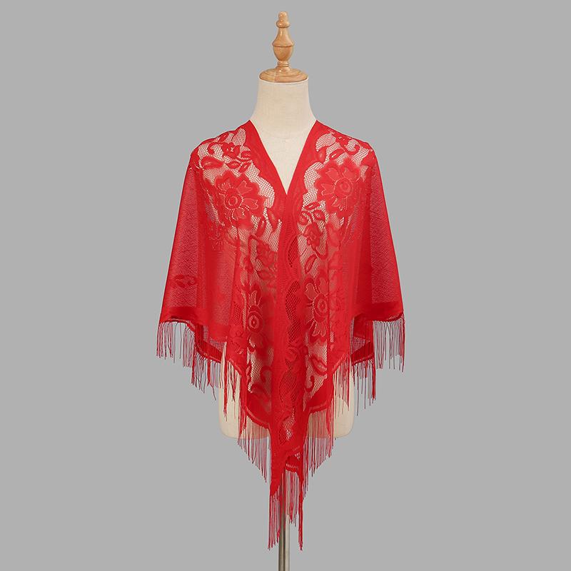 New Lace Women Scarf Shawls Fringe Solid Muslim Hijab Party Shawl KTY