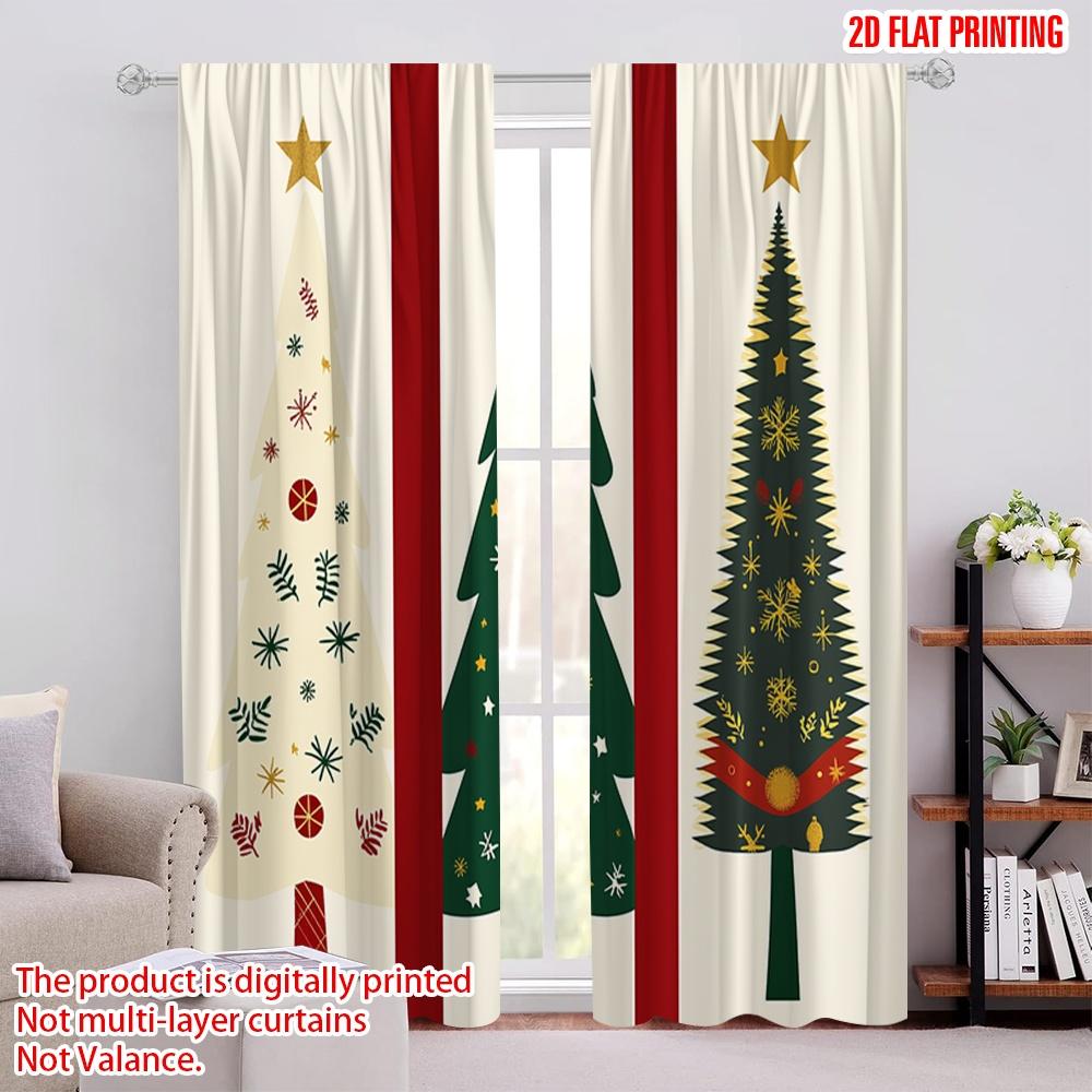 

2pcs,2D plane printing Print Curtains Christmas Trees Festive Collection (3) Durable 100% Polyester Fabric (without rod) 52.50 × 116.00 cm 2 pcs