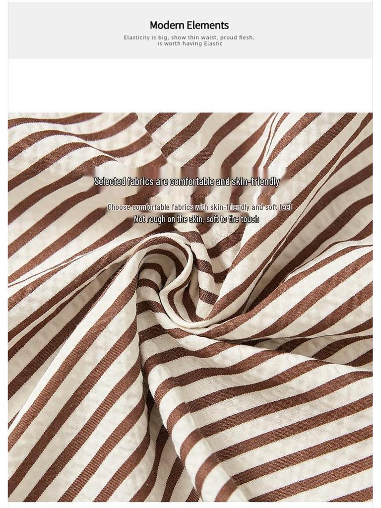 Women's High-Waisted Black & White Striped Wide-Leg Pants - Summer Casual Straight-Leg Trousers.