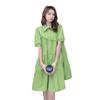 Sweet Summer Puff Sleeve Dress - Avocado Green Baby Doll Skirt