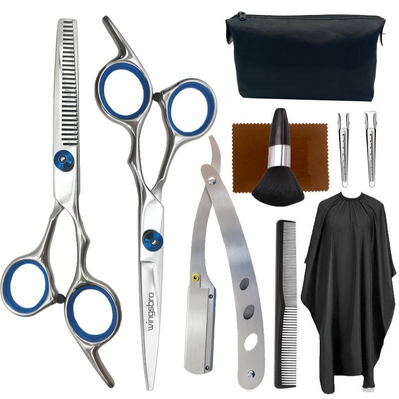 

Набір ножиць для стрижки волосся 6,7 дюймів, прямі та філірувальні ножиці з аксесуарами для перукарського салону та домашнього використання