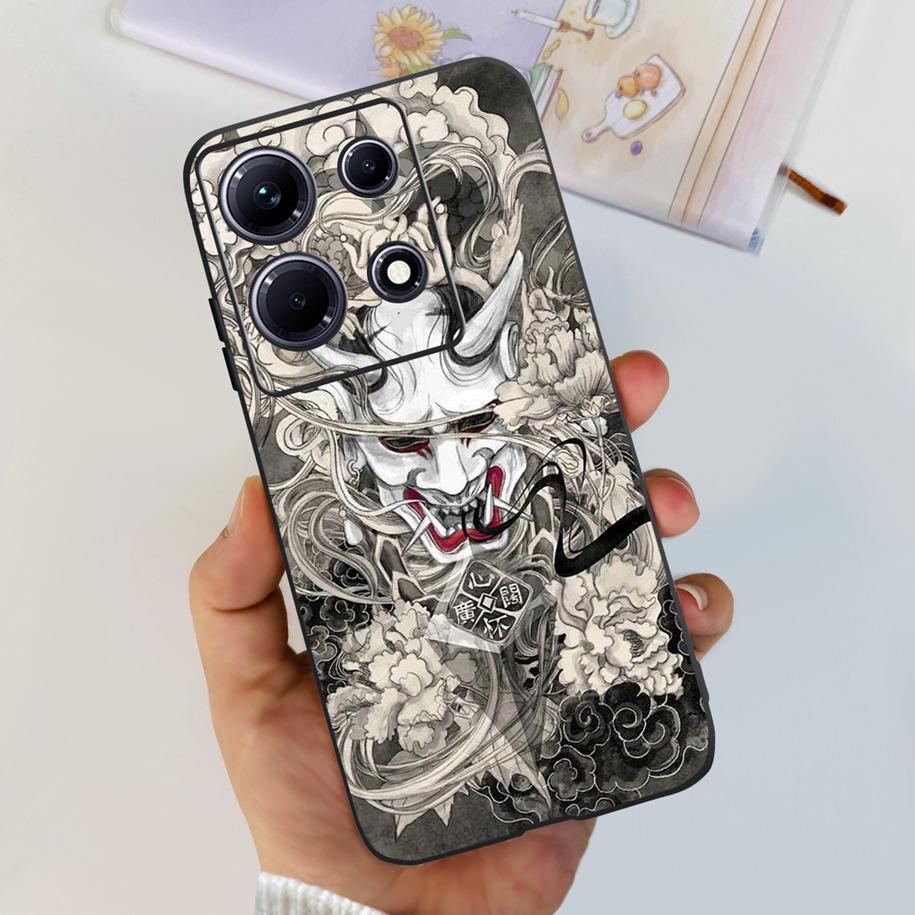 For Infinix Note 30i Case Stylish Flower Black TPU Shockproof Bumper For Infinix Note 30 Pro X678B Phone Cover Note 30 5G Fundas