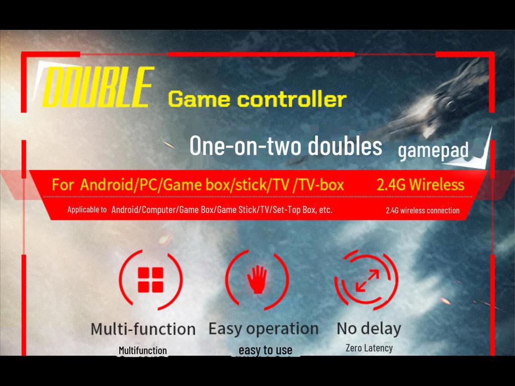 015D Double 2.4G Wireless Game Controller with Dual S2 Receivers, Motor-Free, Compatible with S2 Game Box