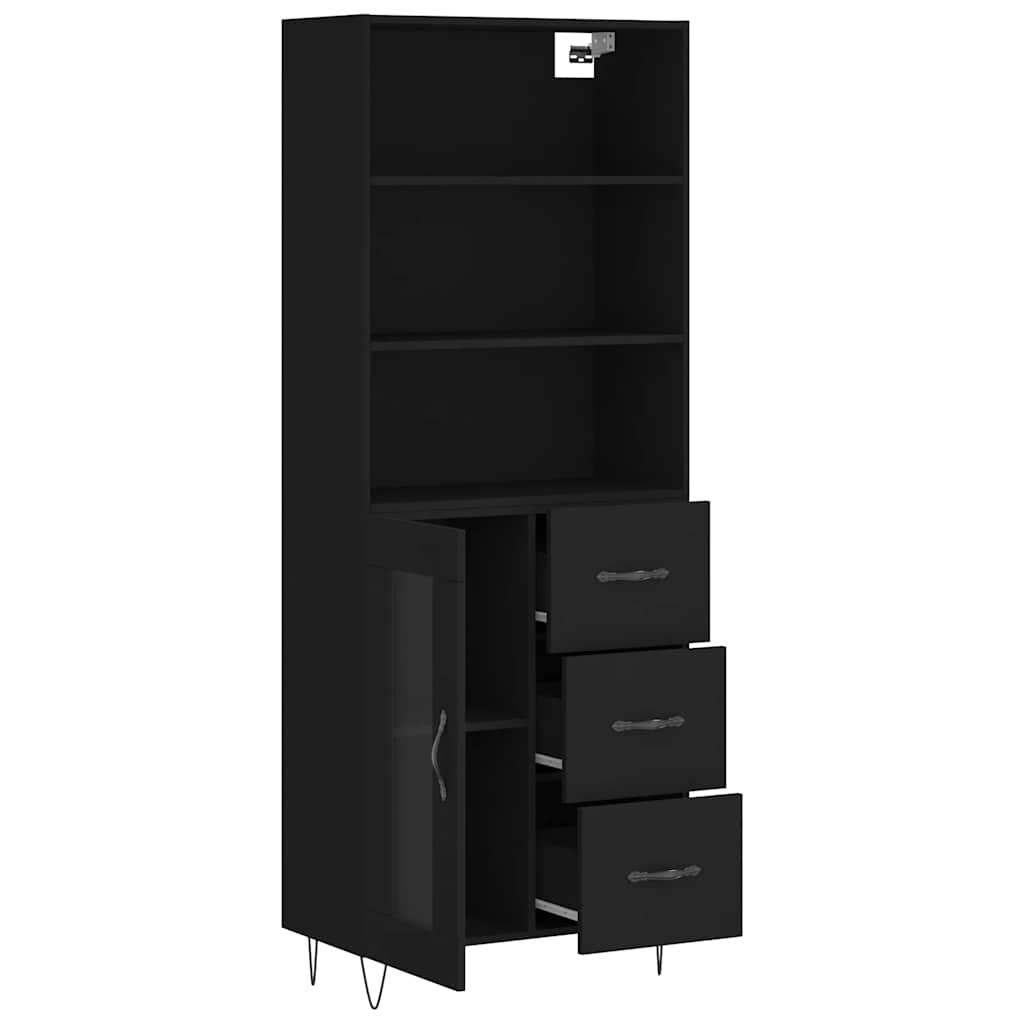Highboard Black 69.5 x 34 x 180 cm Particleboard