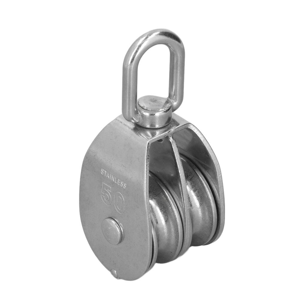 50mm 2.0in Marine Pulley Double Roller 400kg Loading 304 Stainless Steel Heavy Duty for Yachts Boats