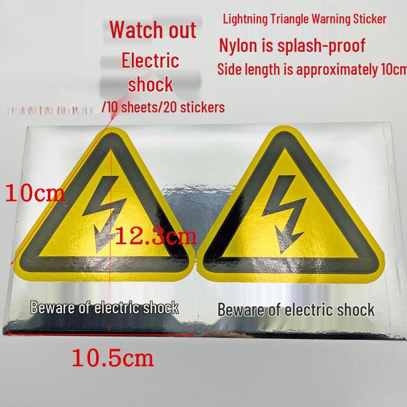 PVC Outdoor Triangular Warning Sticker: Caution! Risk of Electric Shock