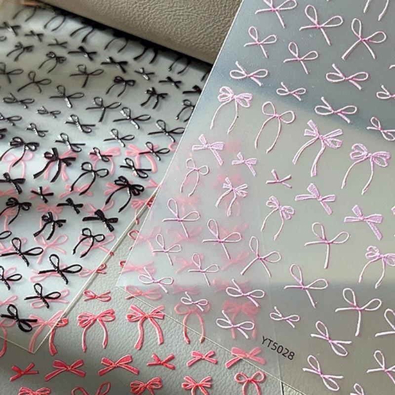 1 Folha Adesivos de Unha 3D Laço Y2K Colorido Fita Gravata Borboleta Adesivos Autoadesivos Sliders Folhas Para Manicure Decoração de Arte de Unha