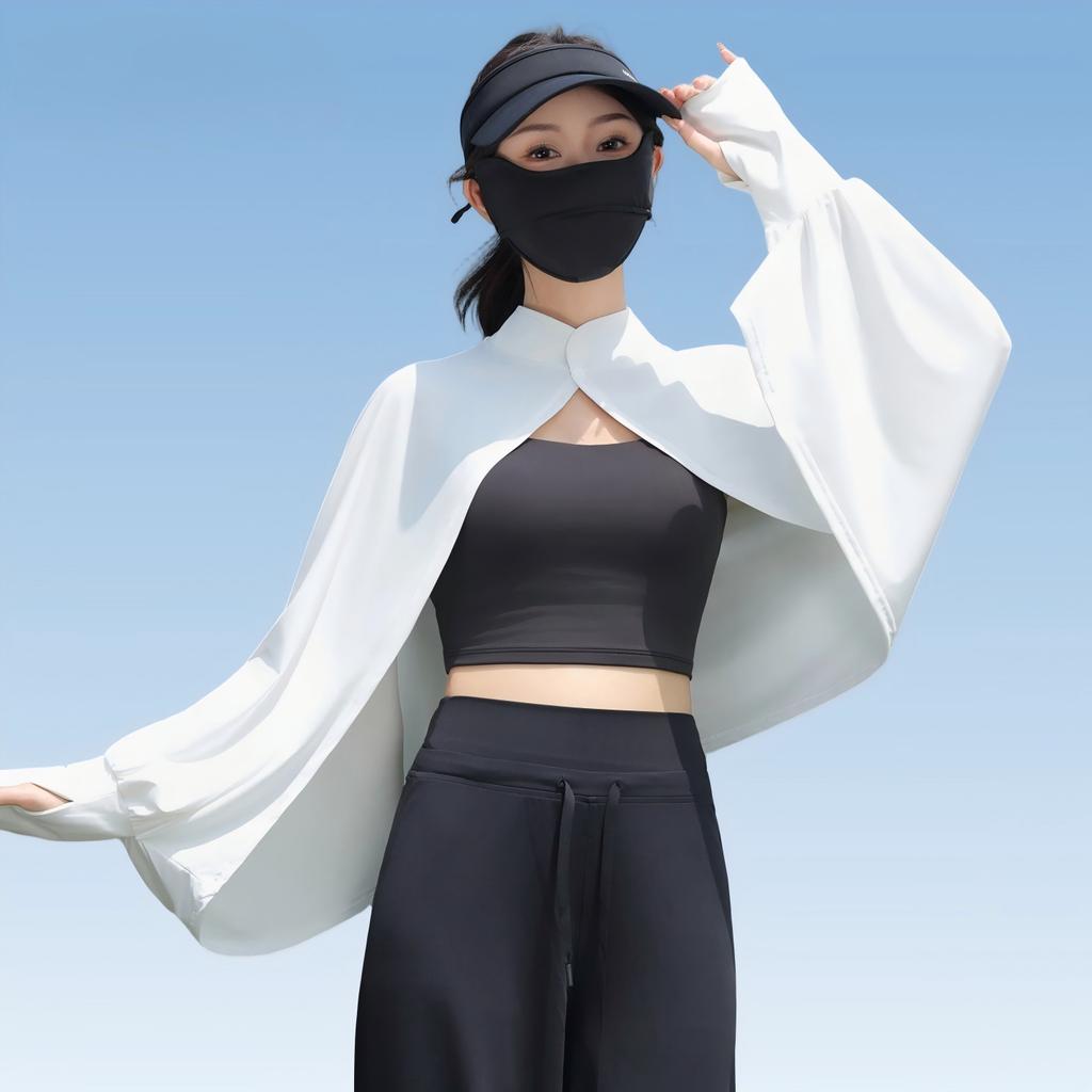 Women's Summer Loose Fit Ice Silk Sun Protection Cape with UPF 50