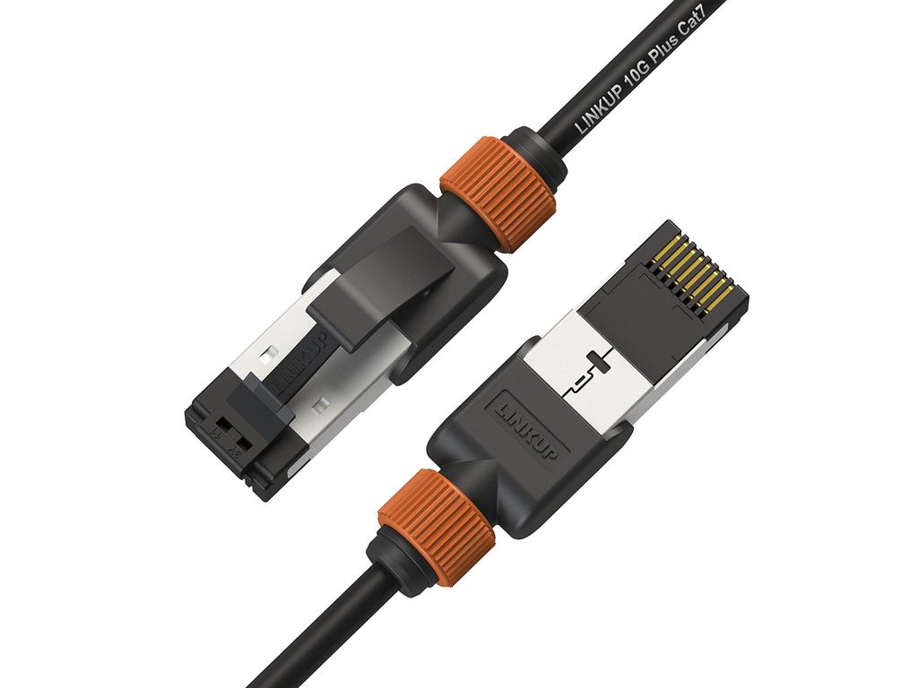 LINKUP Cat7 LAN Cable of 10 Gigabit RJ45 Connectors with Double Shielded Ethernet for and Internet Category 7 Network Cable Cable 40G 30AWG Black