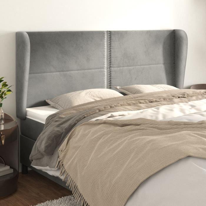 VidaXL Tête de lit avec oreilles Gris clair 183x23x118-128 cm Velours3117876