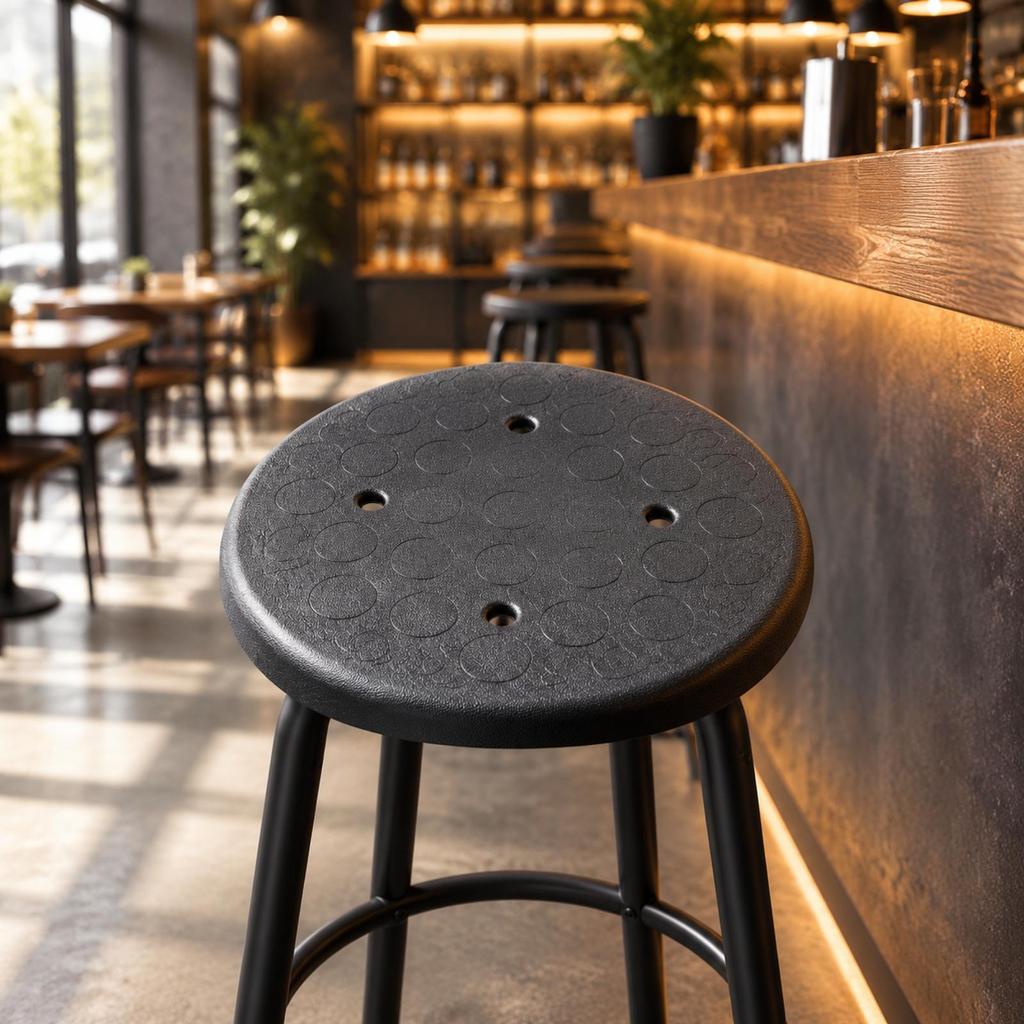 Round Bar Stool Replacement Seat Sponge Filled with Mounting Holes Black Anti Seating