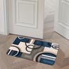 Blue Geometric Patchwork Bedside Floor Mat Soft Door Mat Welcome Mat Kitchen Rug Living Room Carpet Rug For Bedroom Home