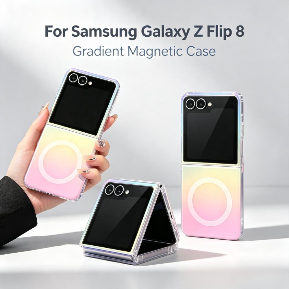Luxury Gradient Rainbow Magnetic Phone Case for Samsung Galaxy Z Flip 8 7 6 5 4 3 for Magsafe Wireless Charging Shockproof Cover