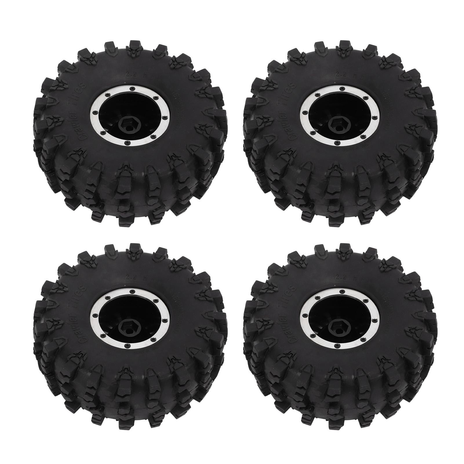 

4Pcs RC Car Tire 2.2in Aluminium Alloy Hub Rubber Wheel Accessory Set Kit for DIY