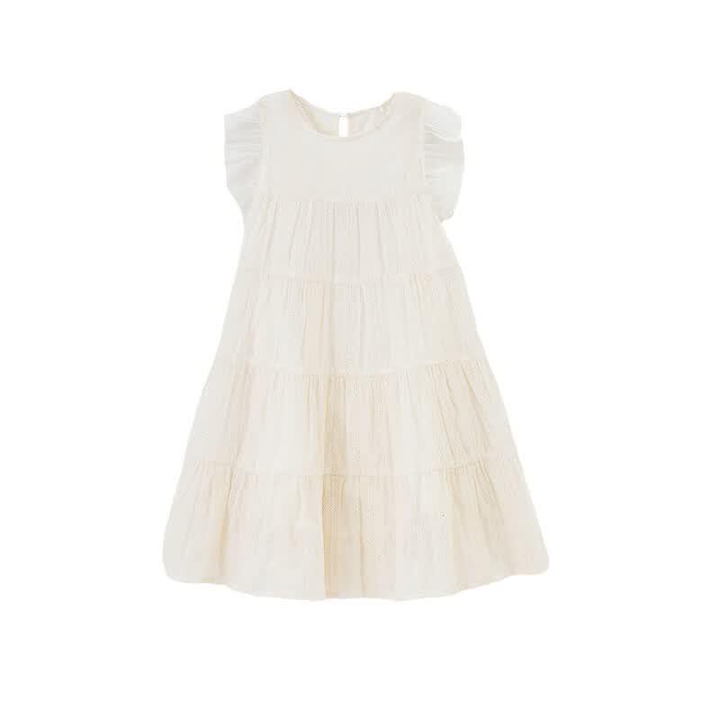 ASK JUNIOR Girls' Summer Cap-Sleeve Mesh Princess Dress