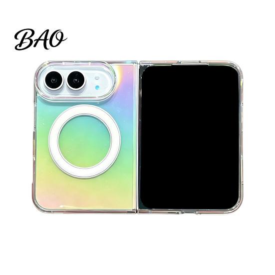 Scratch Resistant Hard Shell for iPhoneDuo Case, Magnetic Phone Transparent Gradient Acrylic Case with Alignment Charging Cover Built-in Wireless