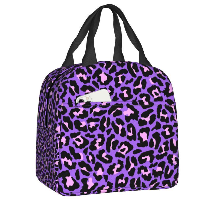 Borse Termiche Pranzo con Stampa Leopardo per Donne Pelle Animale Riutilizzabile Cooler Termico Cibo Pranzo Scatola Pranzo Lavoro Scuola Viaggio
