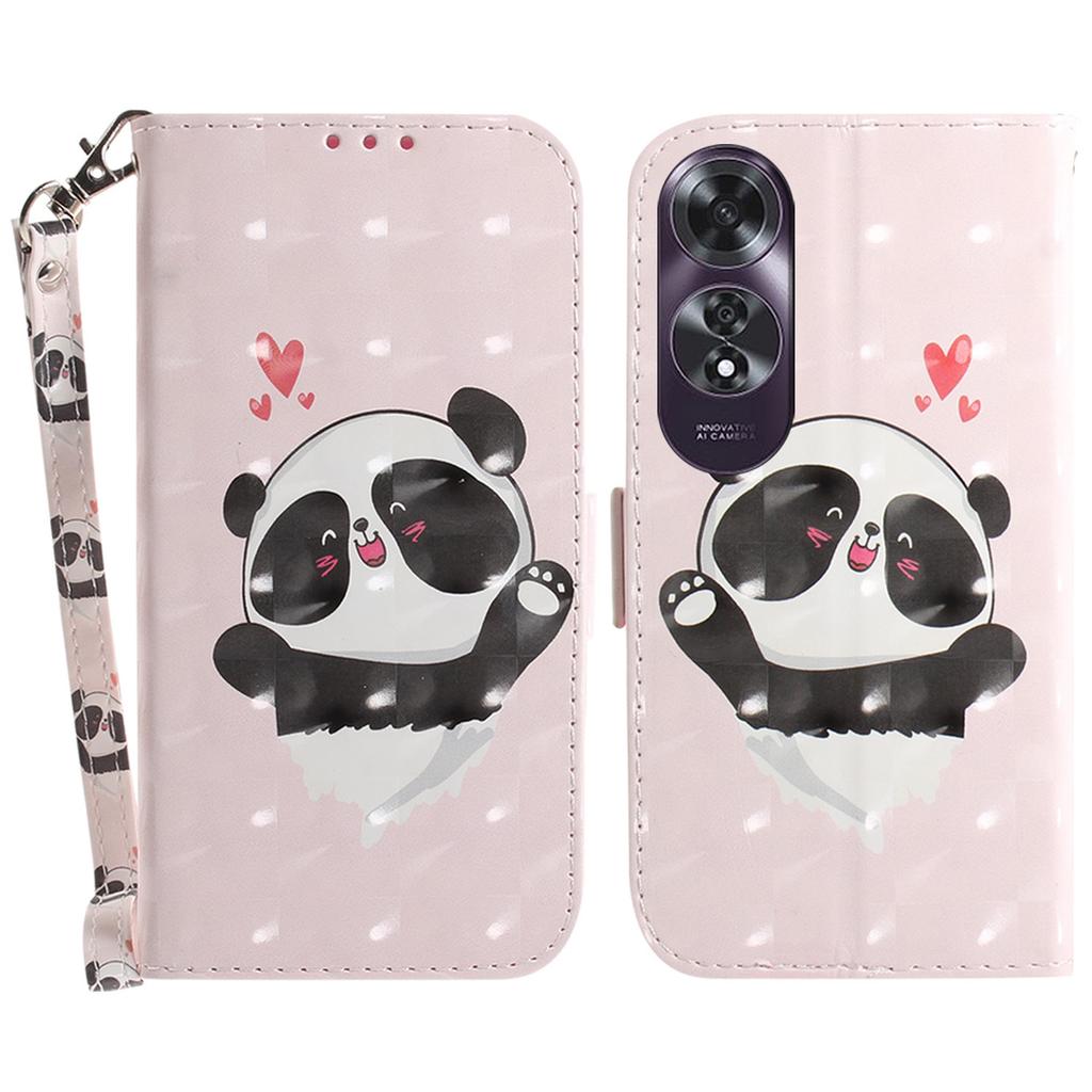 For Oppo A60 4G Case Pattern Printing Leather Wallet Phone Shell with Strap
