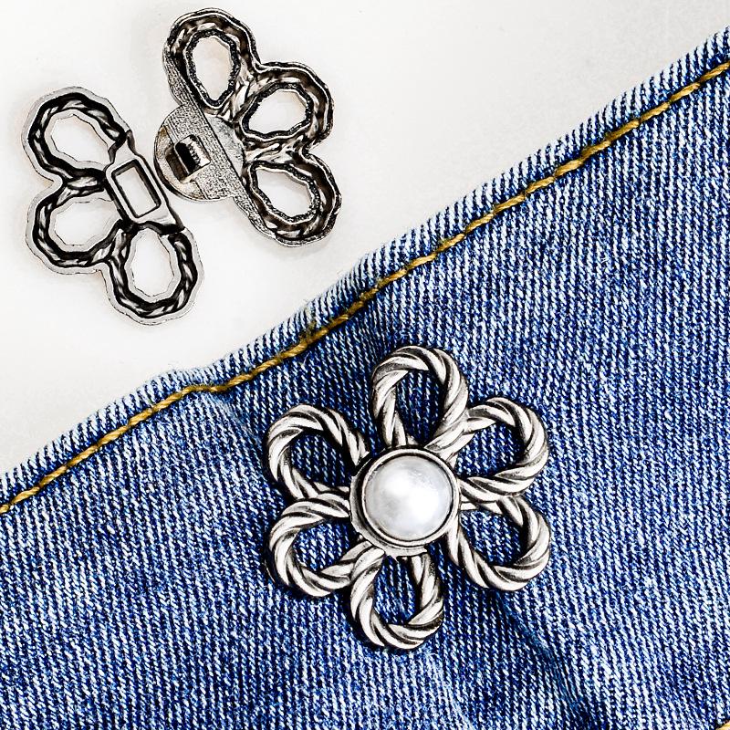 Verstellbarer Taillengürtel mit sechsblättriger Blume – nahtlos, abnehmbarer Knopf zum Festziehen der Hose