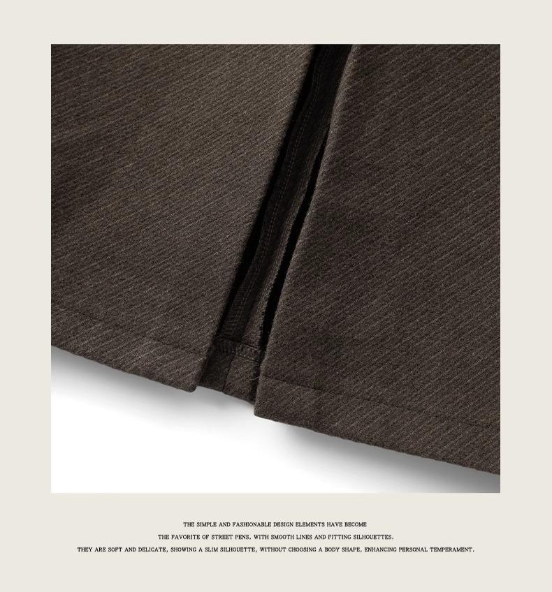 Damen Herbst/Winter 2024 Dunkler Wolliger Midi Bodycon Rock mit Schlitz