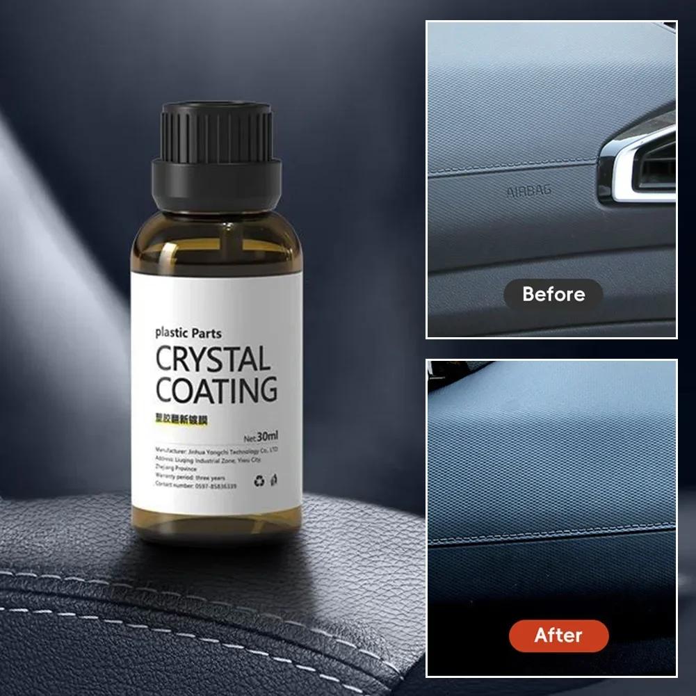 30ml Plastics Parts Crystal Coating Plastics Trim Restorer For Cars Maintenance Agent Car Plastics Restorer Sponge Waterproof