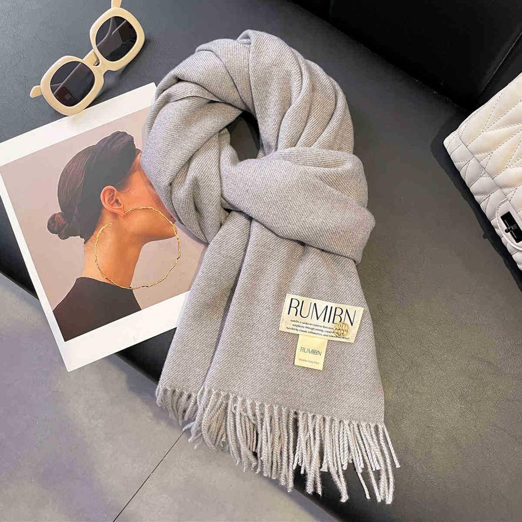 Earthy Color Basic Solid Color Tassel Large Scarf, Temperament, Thickened Warm Shawl, Soft Glutinous Neck