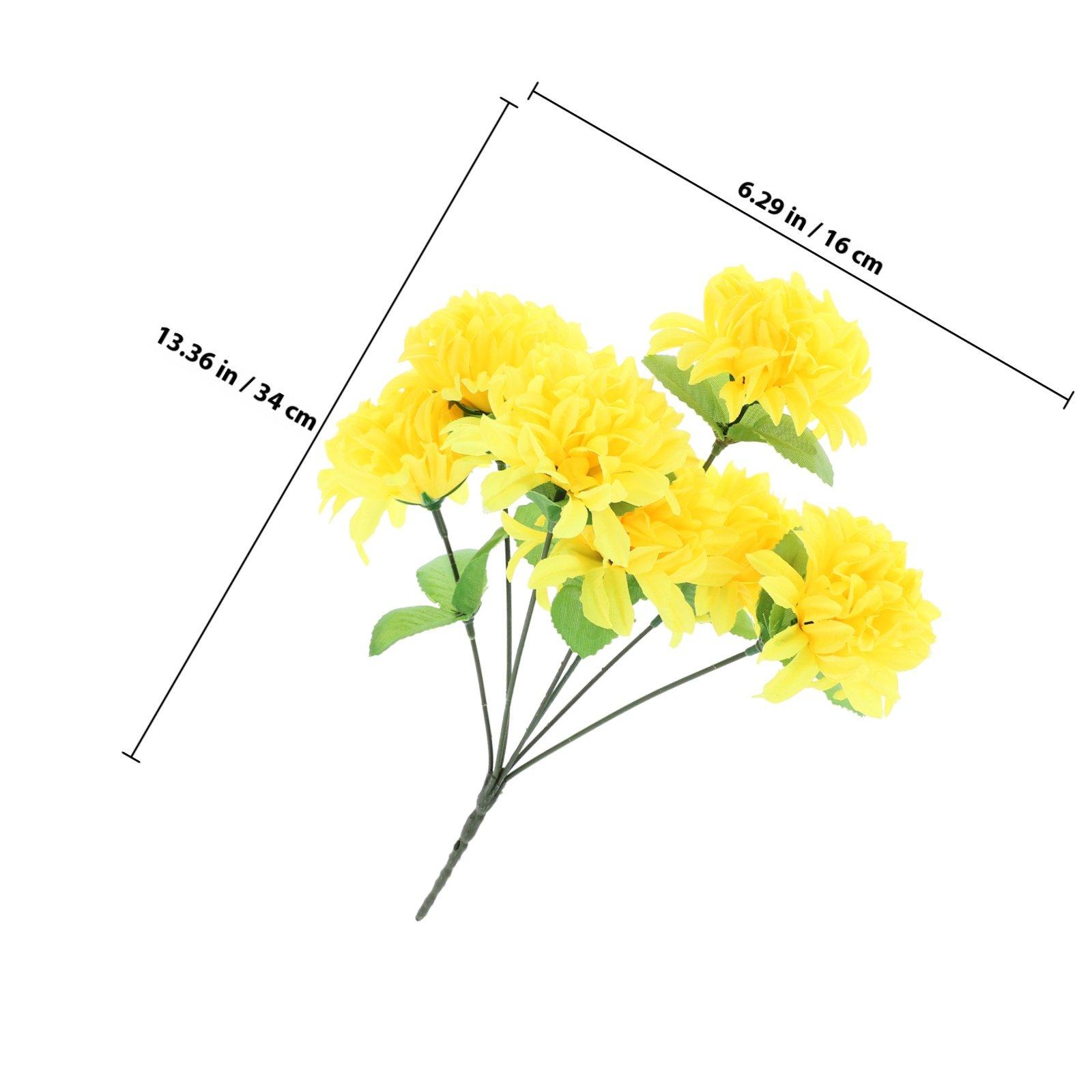 

6 Bundle Realistic Cemetery Chrysanthemum Bouquet Artificial Grave Flowers for Cemetery Decoration Plastic Silk Chrysanthemum жёлтый