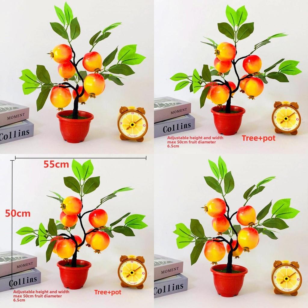 Eight Large Pomegranate Plastic Simulated Fruit Potted Decorations With Pot