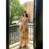 French Oil Painting Floral Halter Neck Dress Women's First Love Long Dress Gentle and Beautiful Seaside Wear Beach Dress Women
