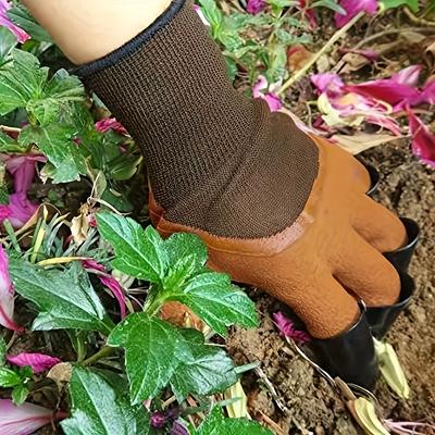 1 par - trädgårdshandskar med klor - för grävning, plantering, ogräsrensning, sådd, skyddar enkelt fingrar och naglar