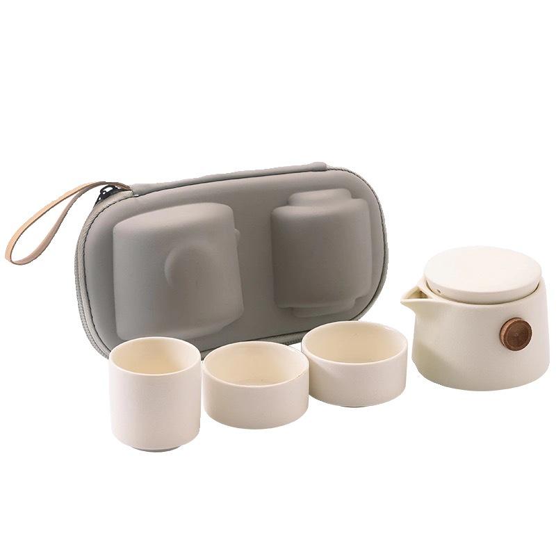 Portable Ceramic Travel Tea Set: Kuaike Cup for Outdoor Use, Corporate Events, and Holiday Gifts with Custom Logo Printing.