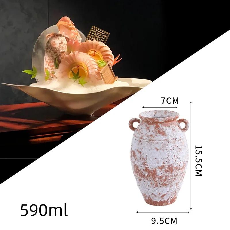 Sushi Shop Sashimi Plate Decoration Ceramic Small Bottle Dry Ice Japanese Kitchen Tableware Restaurant Toothpick Holder Storage