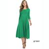 Round Neck Mid-sleeve Solid Color Swing Dress Fashion Temperament Elegant Women's Clothing